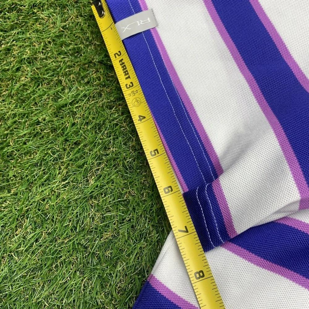 RLX Ralph Lauren Golf Polo Shirt Mens Medium Striped Athletic Sportswear Sport